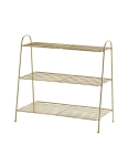 Madam Stoltz :: Półka na buty stojąca złota metalowa trzy poziomowa  szerokość 63 cm (19520AB)