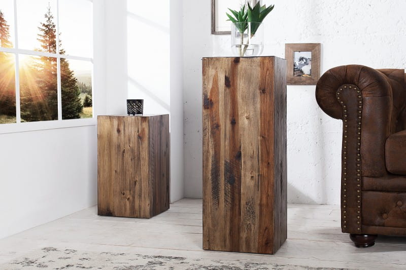 Kolumna dekoracyjna kwietnik postument Honey Dark drewno akacjowe 50cm (Z36441)