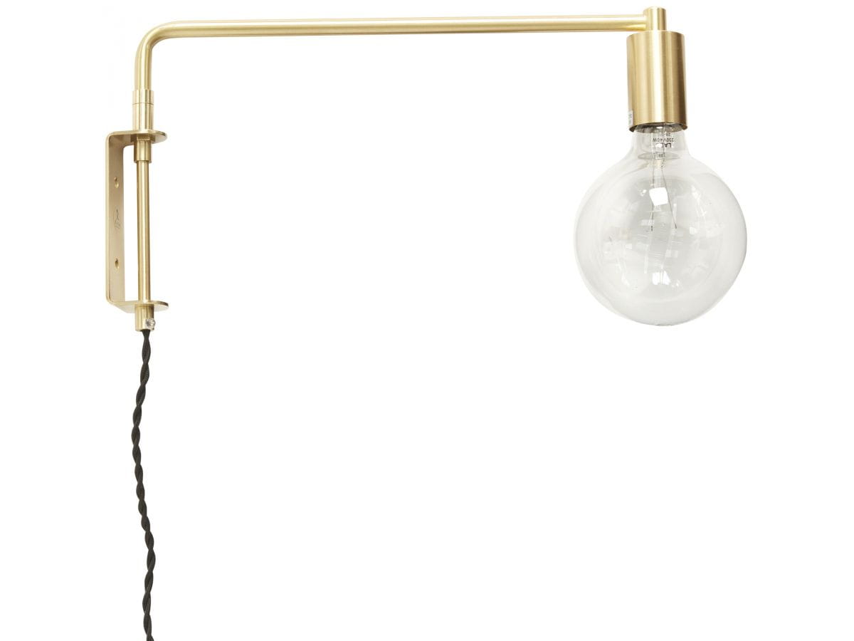 Lampa ścienna na wysięgniku kinkiet Bay złota 24cm Hubsch 890501