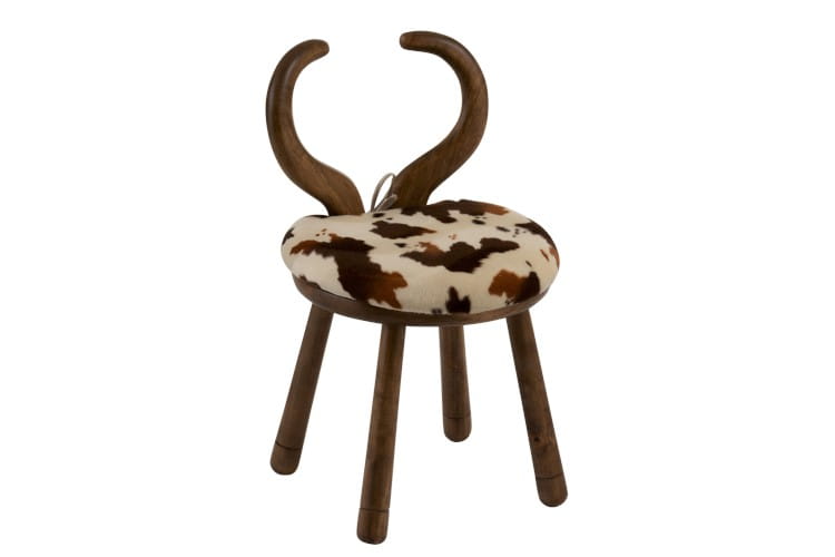 Krzesło dziecięce z rogami Ears Cow Brown, drewniane 56x35x35 cm (JL96134)