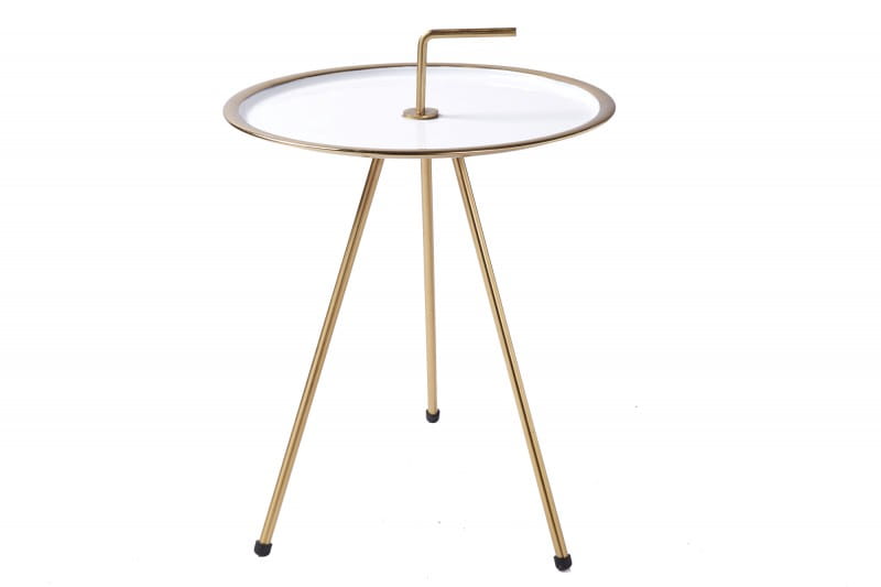 Stolik kawowy vintage Plate złoty biały 36cm